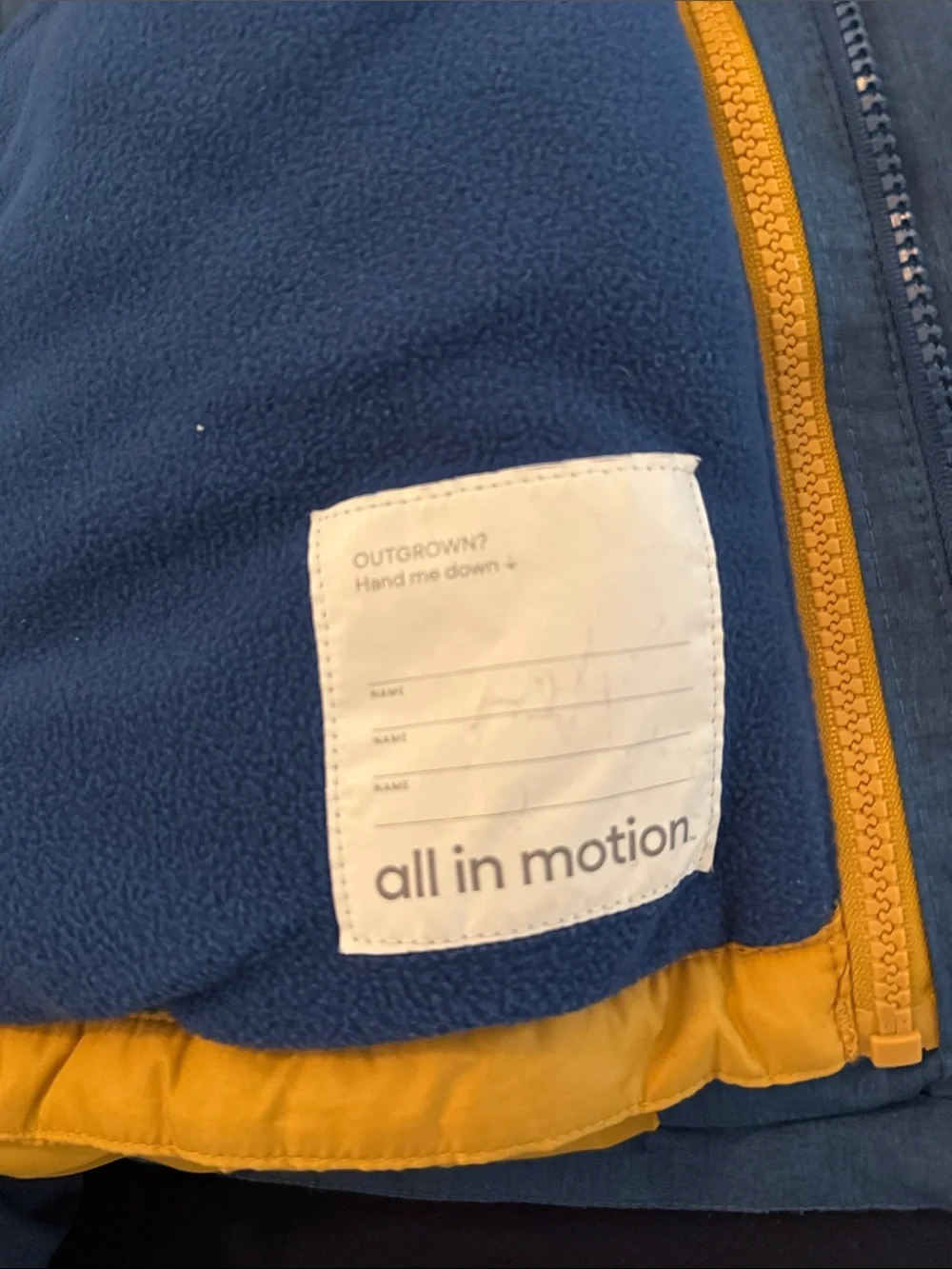 All in Motion kids' blue puffer jacket 2 in 1 lined large